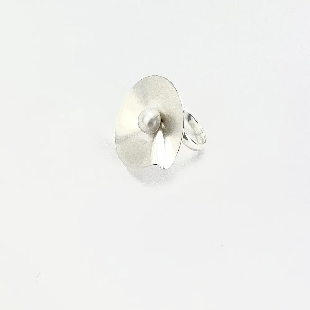 Shell silver plated pearl ring 3