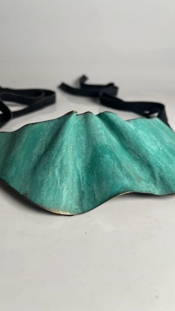 Wave patinated brass necklace (1)